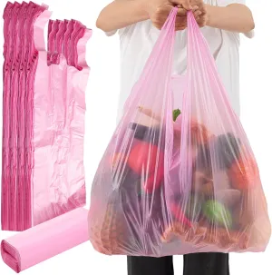 180 Pcs Jumbo Size T-shirt Bags Bulk 17" x 8" x 29" Large Plastic Shopping Trash Bags with Handles, 18 mm Thick for Business, Retails, Grocery, Take Out, Supermarket, Restaurant