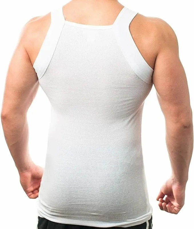 2-4 Packs Men's G-Unit Style Cotton Tank Tops Square Cut Muscle Rib A-Shirts