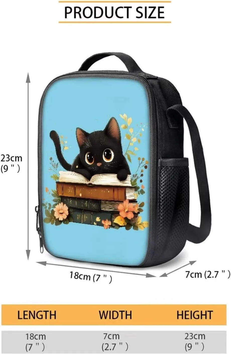 3 in 1 Cat Backpack and Lunch Box Set School Pencil Box Backpacks for Girls 12-14 Thermos Lunch Bag for Kids Large Capacity Backpack for School