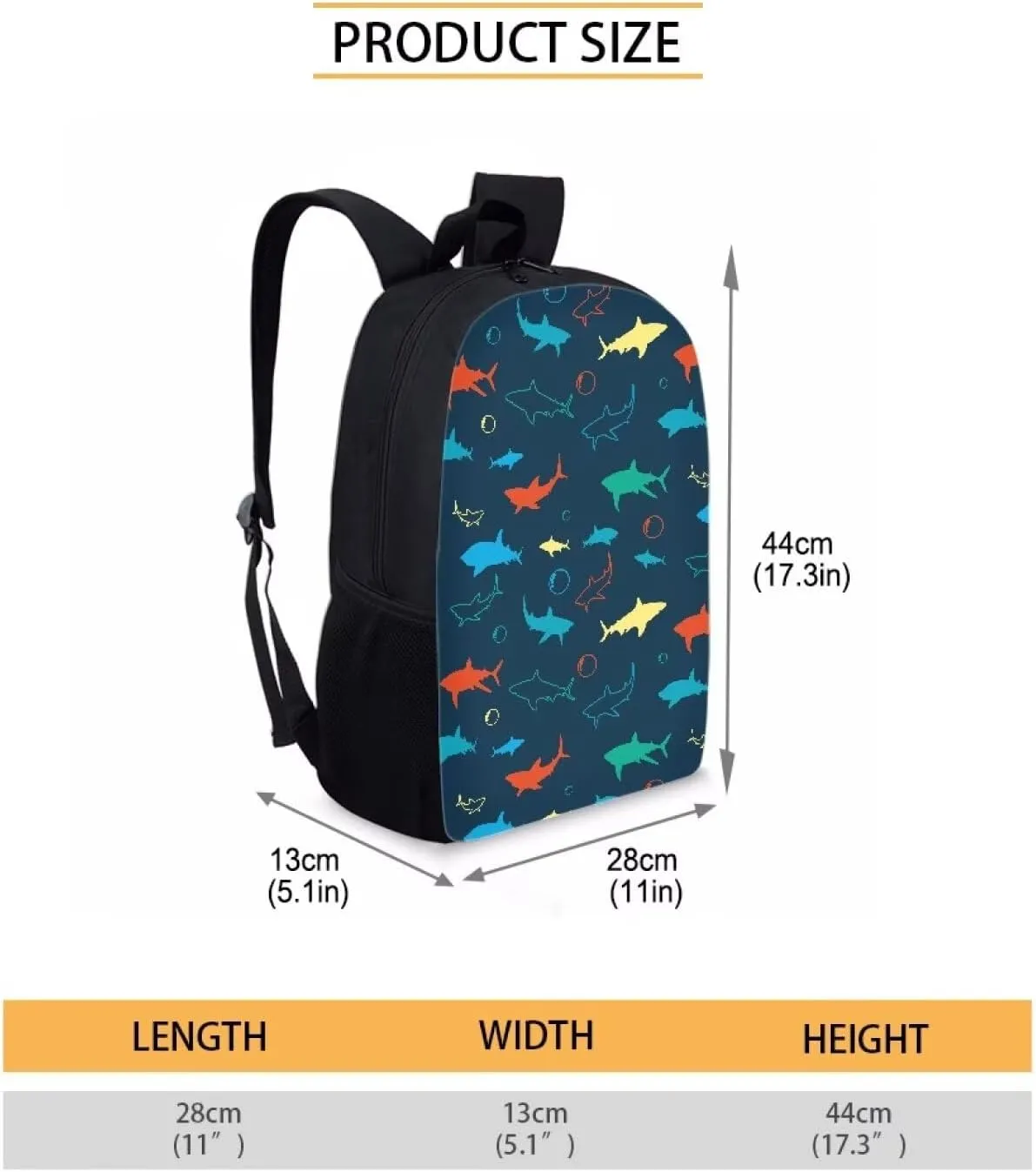 3 Piece Backpack Set for Boys Shark Pencil Pouch Kids Bookbag with Insulated Lunch Bag Large Bookbag Pencil Case Lunch Box Crossbody