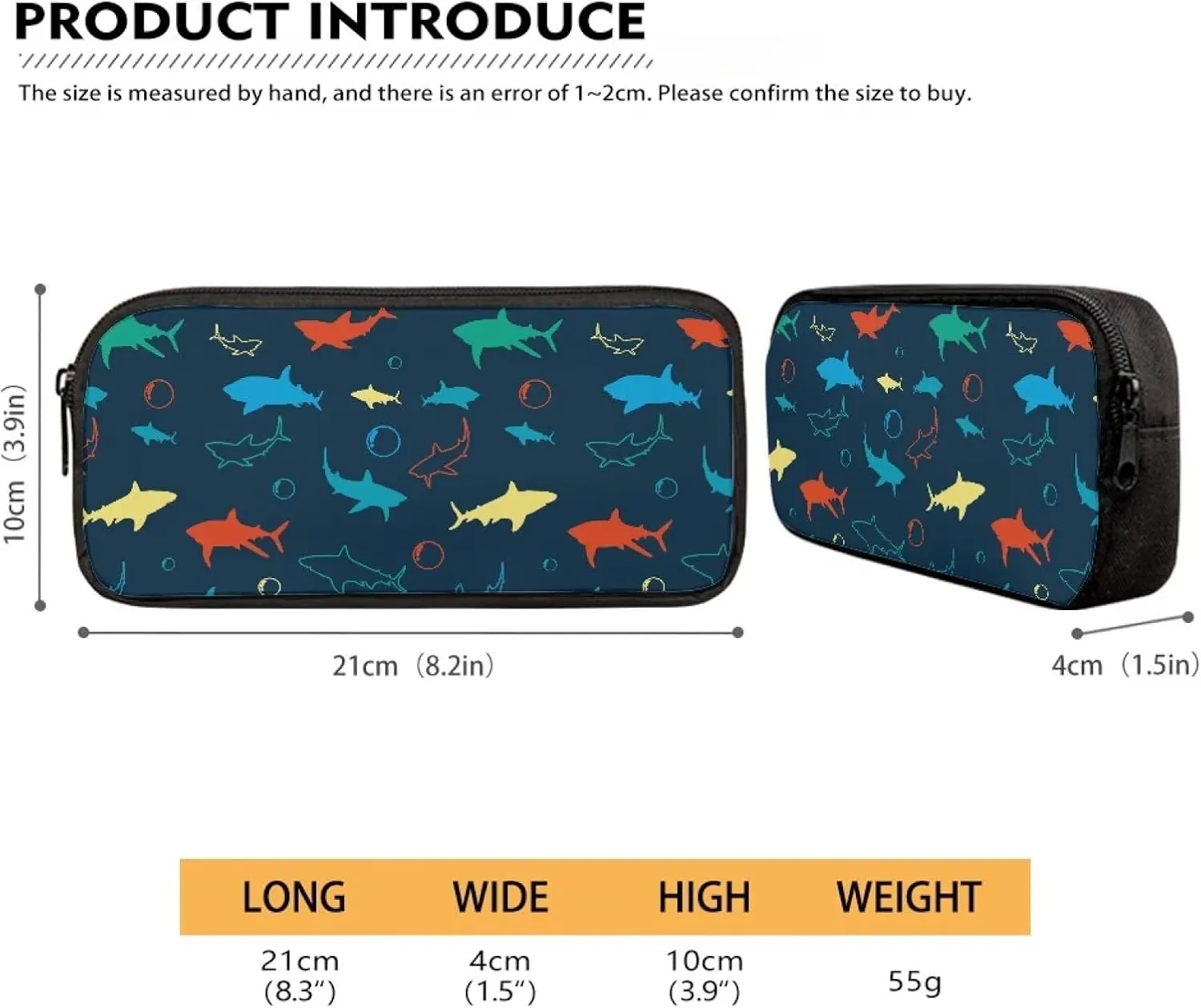 3 Piece Backpack Set for Boys Shark Pencil Pouch Kids Bookbag with Insulated Lunch Bag Large Bookbag Pencil Case Lunch Box Crossbody