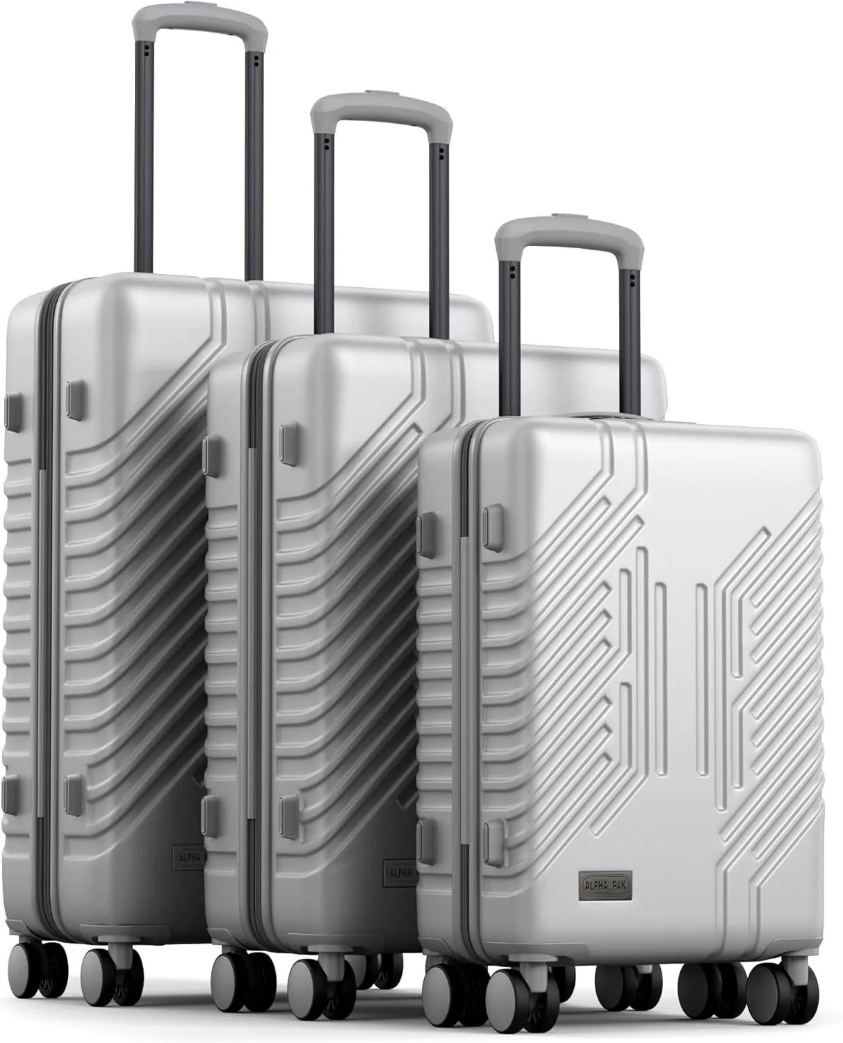 3-Piece Expandable Lightweight Luggage Set with Silent Spinner Wheels & TSA Lock, PC ABS, for Work, Business,Travel, 20/24/28 in, Light gray