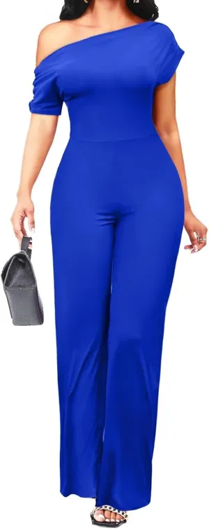 acelyn Elegant Jumpsuit for Women Dressy Casual Off Shoulder Wide Leg Pant Suit One Piece Outfits