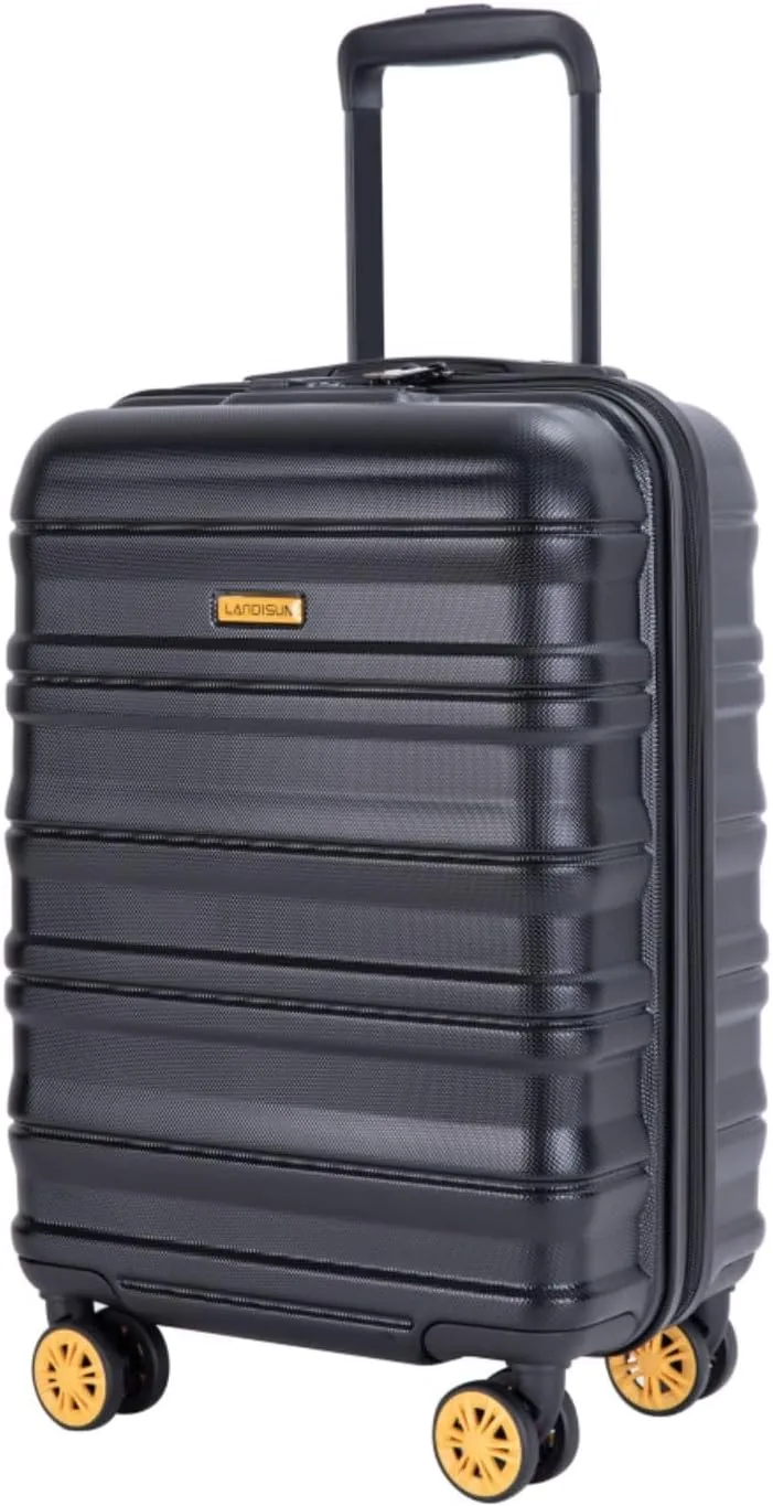 Airline Perfect 18.5" Carry On - Ultra Lightweight Hardshell Suitcase with 360 Spinner Wheels Fits Overhead Bins (Black   ABS)