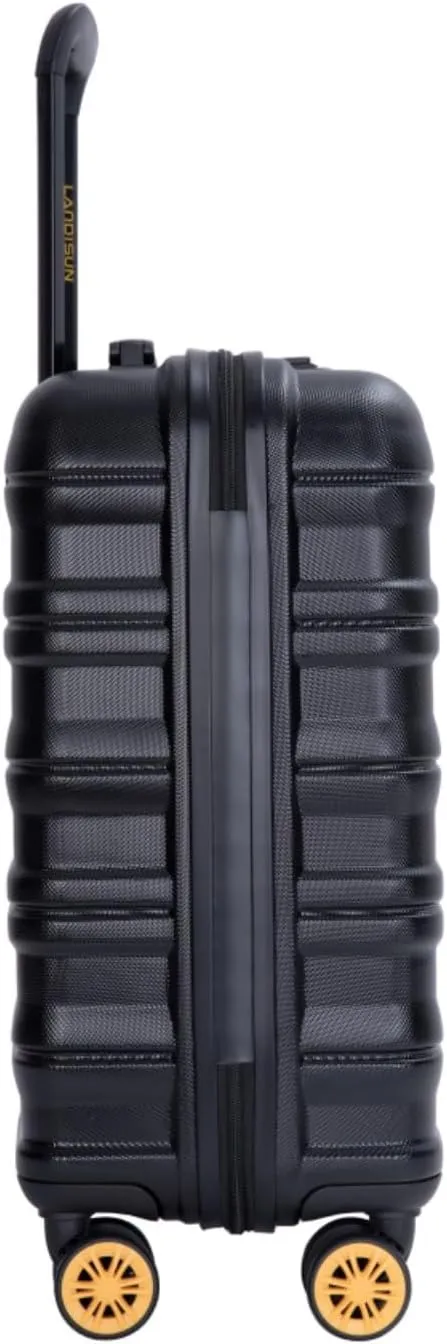 Airline Perfect 18.5" Carry On - Ultra Lightweight Hardshell Suitcase with 360 Spinner Wheels Fits Overhead Bins (Black   ABS)
