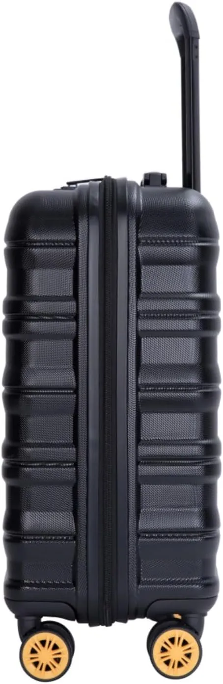 Airline Perfect 18.5" Carry On - Ultra Lightweight Hardshell Suitcase with 360 Spinner Wheels Fits Overhead Bins (Black   ABS)