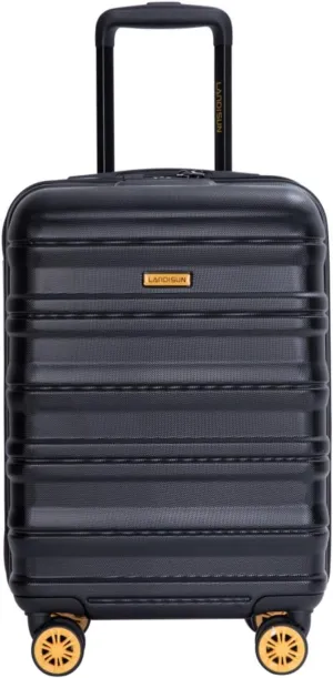 Airline Perfect 18.5" Carry On - Ultra Lightweight Hardshell Suitcase with 360 Spinner Wheels Fits Overhead Bins (Black   ABS)