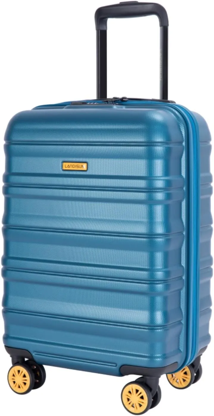 Airline Perfect 18.5" Carry On - Ultra Lightweight Hardshell Suitcase with 360 Spinner Wheels Fits Overhead Bins (Blue   ABS PC)