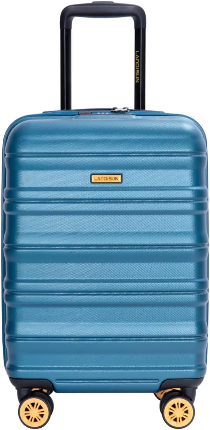 Airline Perfect 18.5" Carry On - Ultra Lightweight Hardshell Suitcase with 360 Spinner Wheels Fits Overhead Bins (Blue   ABS PC)