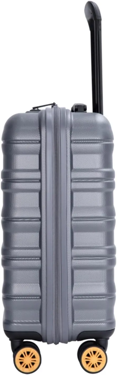 Airline Perfect 18.5" Carry On - Ultra Lightweight Hardshell Suitcase with 360 Spinner Wheels Fits Overhead Bins (DARK GREY   ABS PC)
