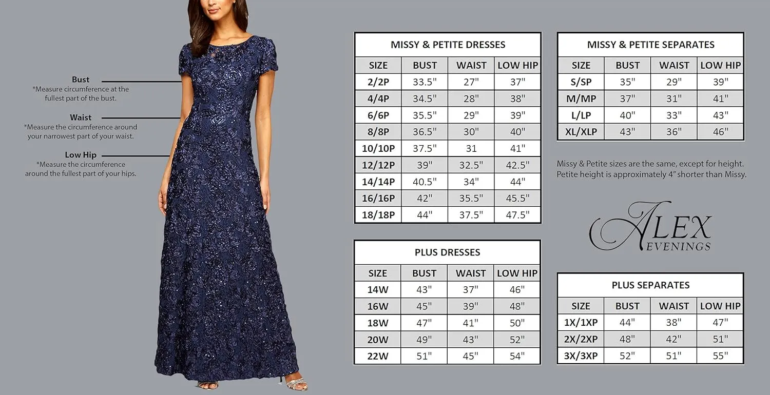 Alex Evenings Women's Long Dress with Mandarin Neckline Jacket (Regular Petite Plus)