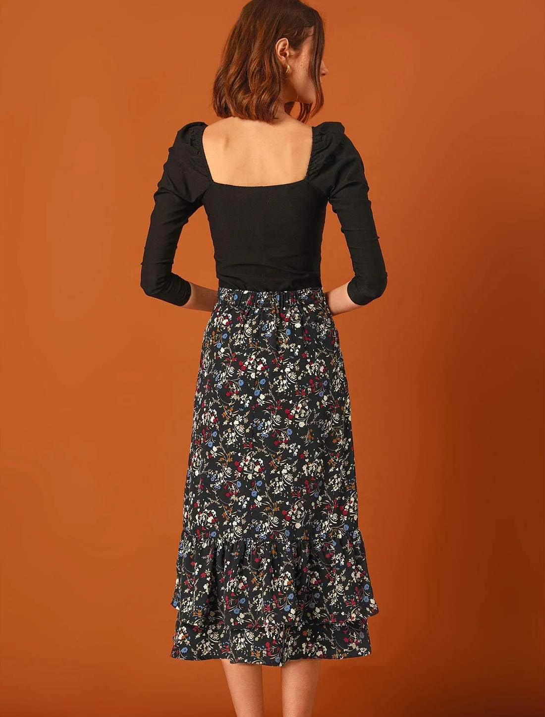 Allegra K Women's Printed Skirt 2025 Trendy Spring Summer Chiffon Elastic Ruffle Tiered Flowy Midi Skirts