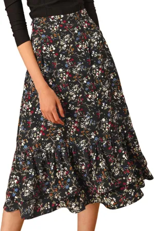 Allegra K Women's Printed Skirt 2025 Trendy Spring Summer Chiffon Elastic Ruffle Tiered Flowy Midi Skirts