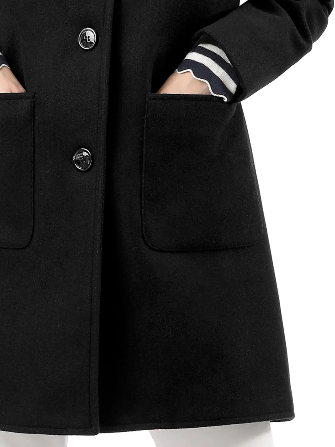 Allegra K Women's Winter Single Breasted Peter Pan Collar Outwear Trench Coat