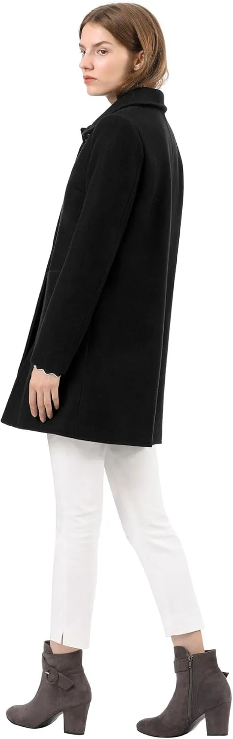Allegra K Women's Winter Single Breasted Peter Pan Collar Outwear Trench Coat