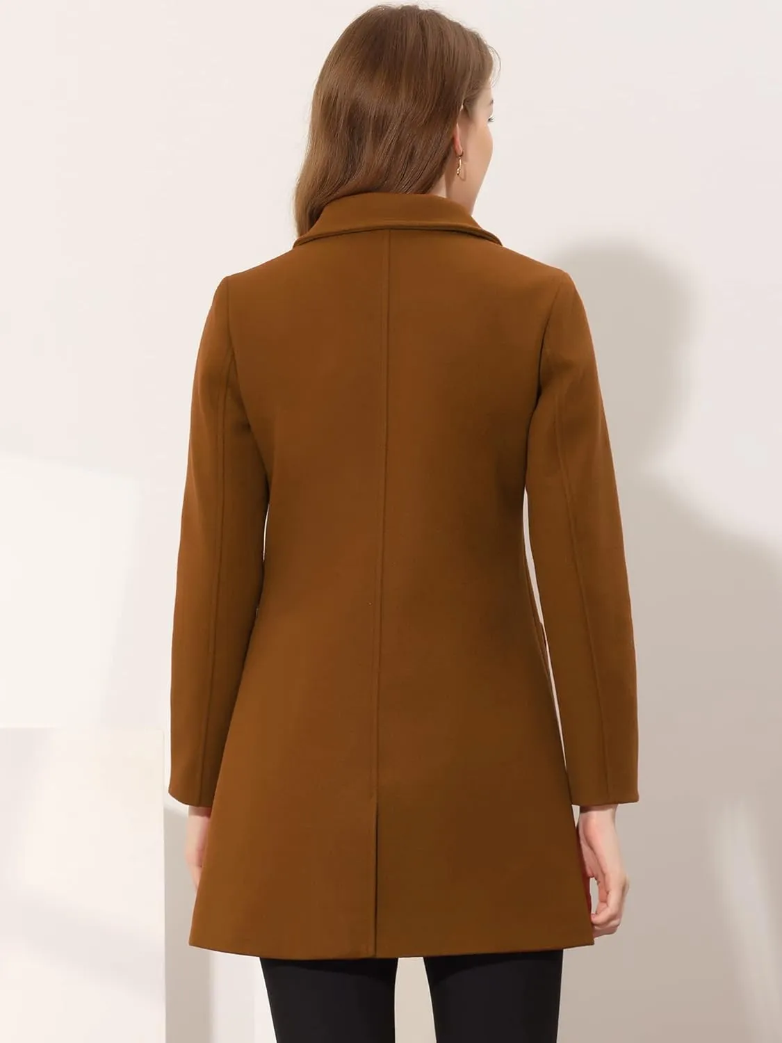 Allegra K Women's Winter Single Breasted Peter Pan Collar Outwear Trench Coat