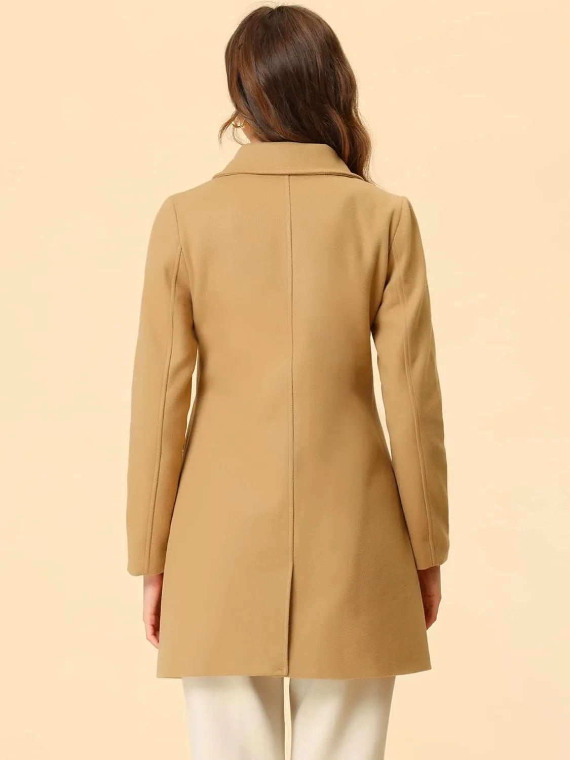 Allegra K Women's Winter Single Breasted Peter Pan Collar Outwear Trench Coat