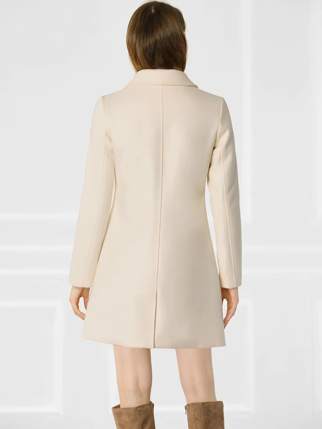 Allegra K Women's Winter Single Breasted Peter Pan Collar Outwear Trench Coat