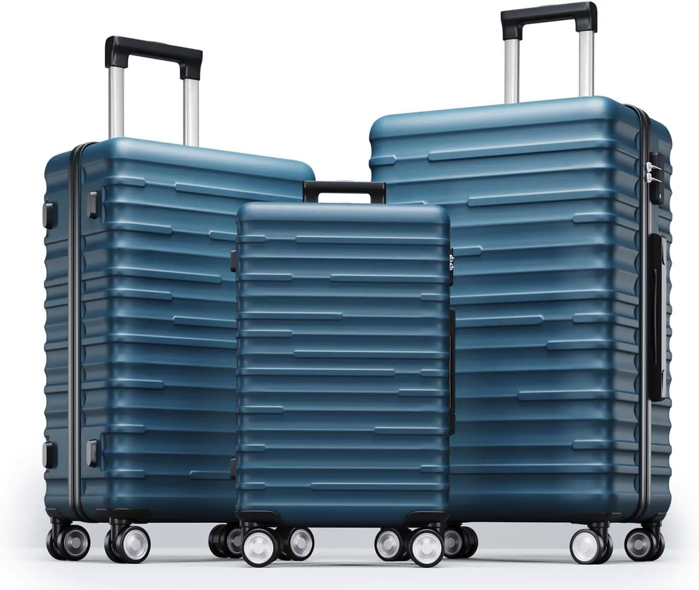 Altillo 3 Piece Luggage Set, PC ABS Lightweight Suitcase Sets with Spinner Wheels, Hardshell Luggage Sets with TSA Lock (20/24/28) (Navy Blue)