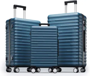 Altillo 3 Piece Luggage Set, PC ABS Lightweight Suitcase Sets with Spinner Wheels, Hardshell Luggage Sets with TSA Lock (20/24/28) (Navy Blue)