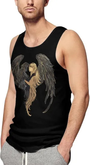 Angel and Demon Wings Men's Tank Top Sleeveless T-Shirt Pullover Vest Shirts Gym Workout Beach Funny