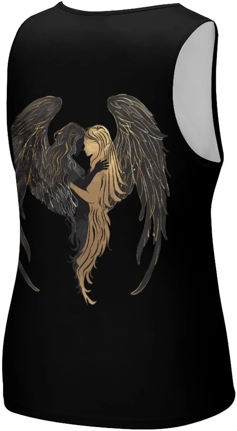 Angel and Demon Wings Men's Tank Top Sleeveless T-Shirt Pullover Vest Shirts Gym Workout Beach Funny