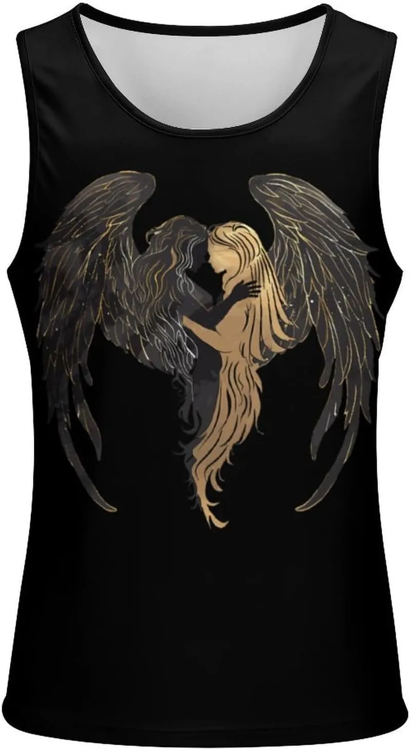 Angel and Demon Wings Men's Tank Top Sleeveless T-Shirt Pullover Vest Shirts Gym Workout Beach Funny