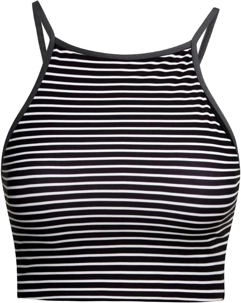 Aqua Eve Women's Sport Bra Bikini Tops Racerback Swimsuit High Neck Bathing Suit Crop Swim Tops Only No Bottom