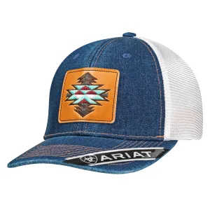 Ariat Denim Faux Leather Patch with Aztec Print Cap