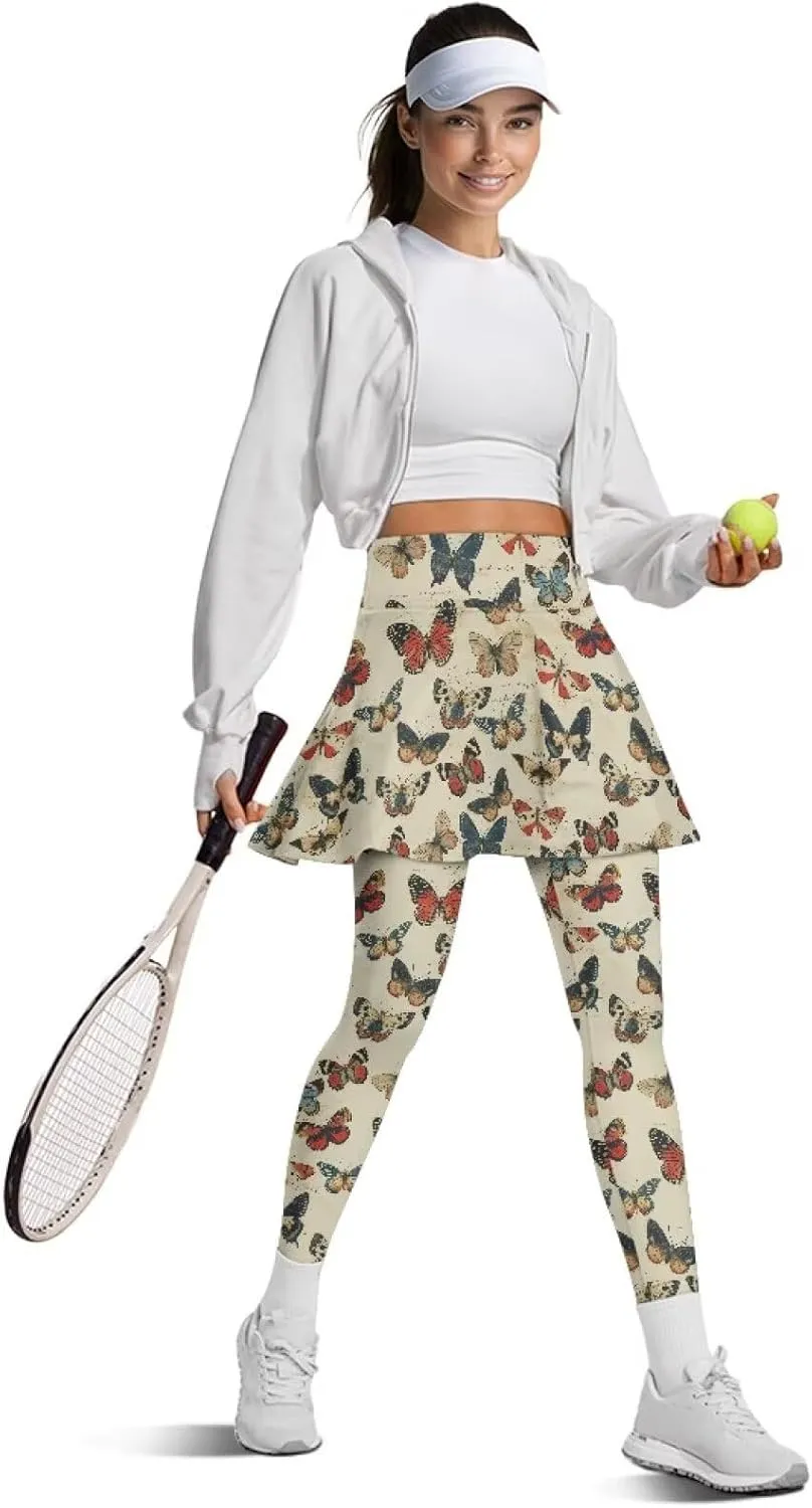 Athletic Skirt with Leggings Tennis Skirted Legging for Women with Pocket for Gym Yoga XS-3XL
