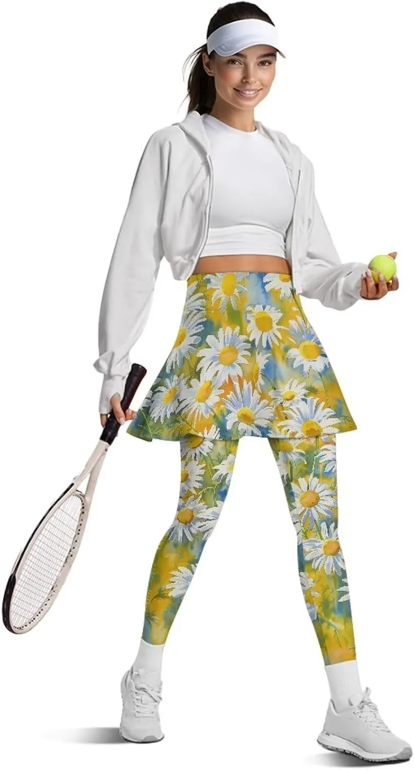 Athletic Skirt with Leggings Tennis Skirted Legging for Women with Pocket for Gym Yoga XS-3XL