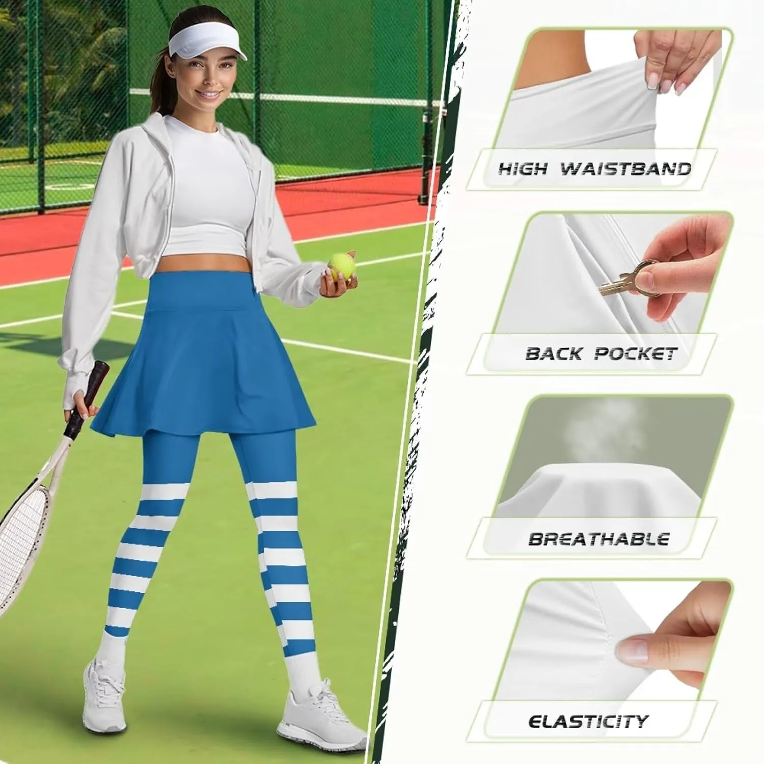 Athletic Skirt with Leggings Tennis Skirted Legging for Women with Pocket for Gym Yoga XS-3XL