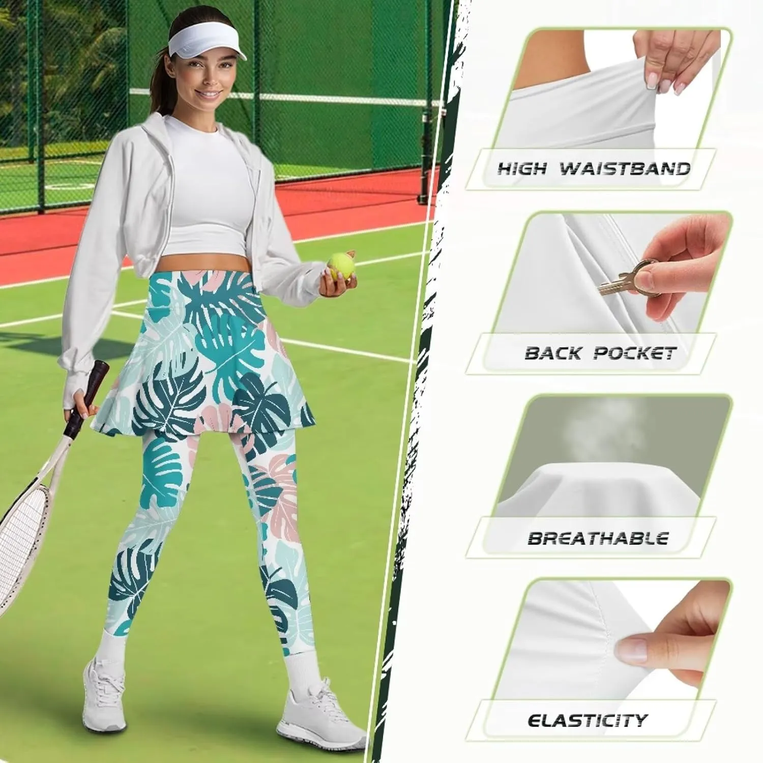 Athletic Skirt with Leggings Tennis Skirted Legging for Women with Pocket for Gym Yoga XS-3XL