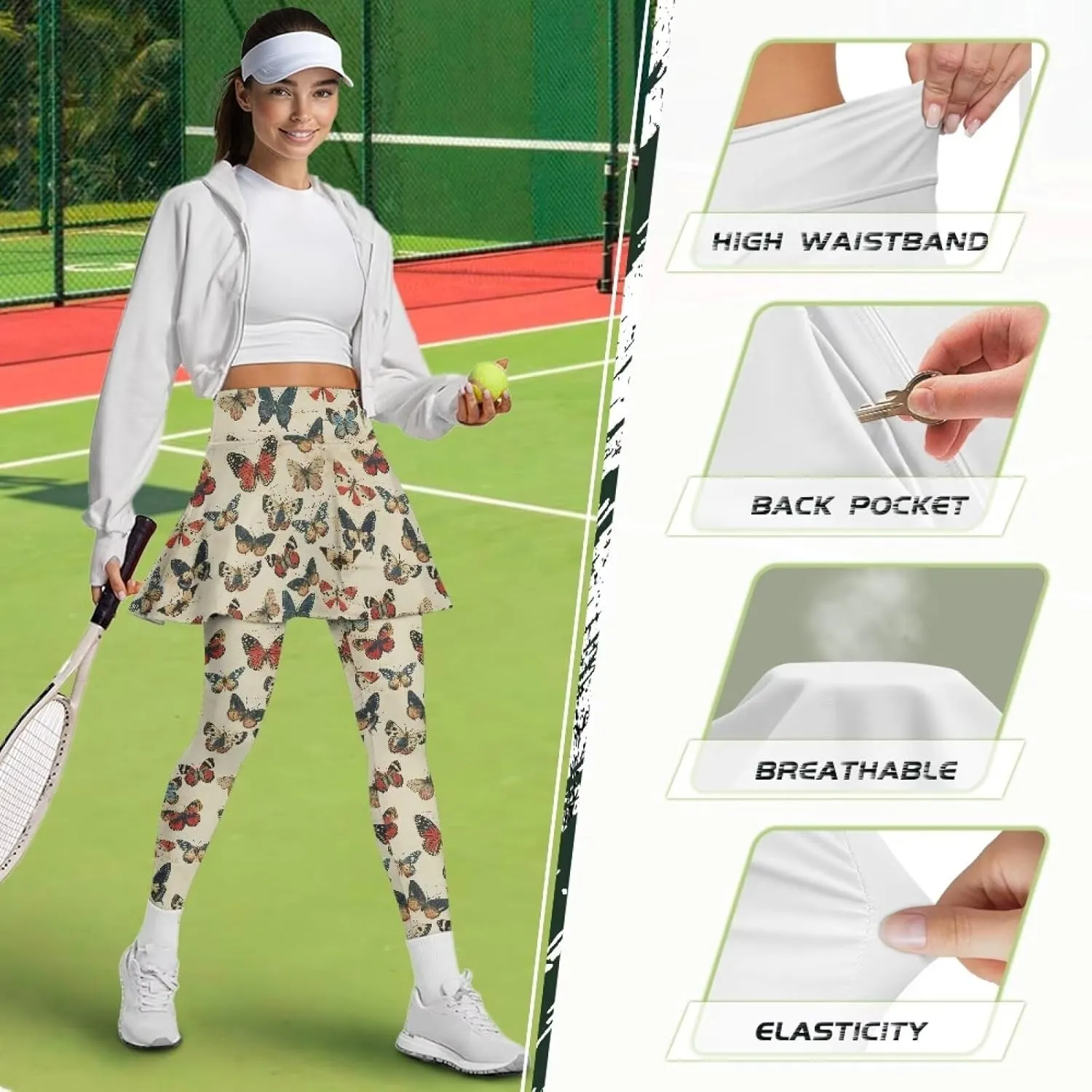 Athletic Skirt with Leggings Tennis Skirted Legging for Women with Pocket for Gym Yoga XS-3XL