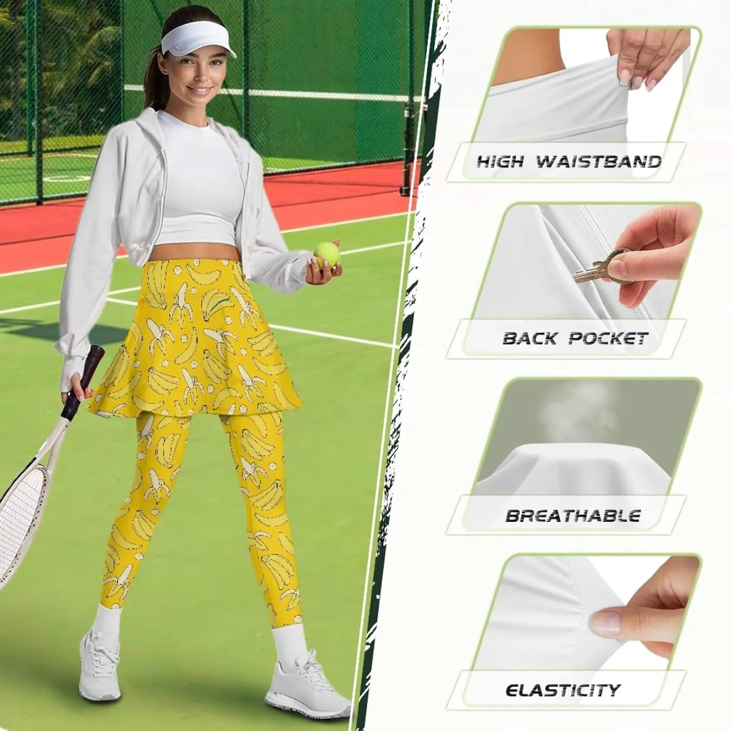 Athletic Skirt with Leggings Tennis Skirted Legging for Women with Pocket for Gym Yoga XS-3XL