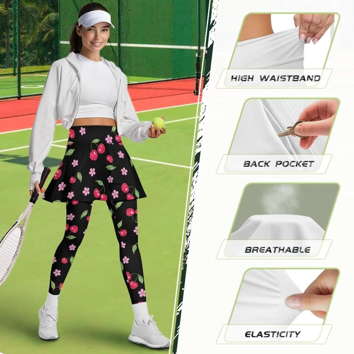 Athletic Skirt with Leggings Tennis Skirted Legging for Women with Pocket for Gym Yoga XS-3XL