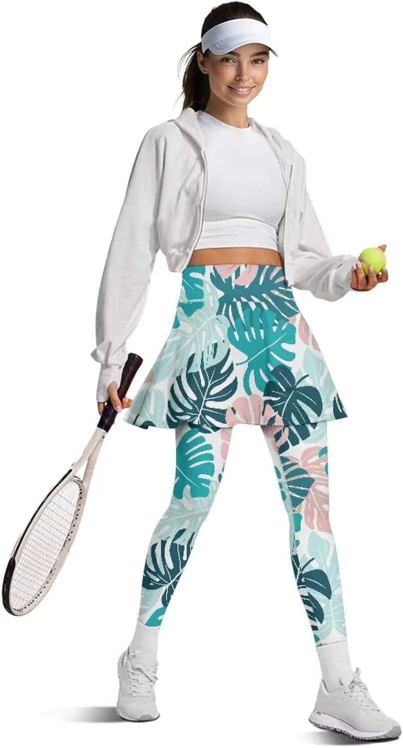 Athletic Skirt with Leggings Tennis Skirted Legging for Women with Pocket for Gym Yoga XS-3XL