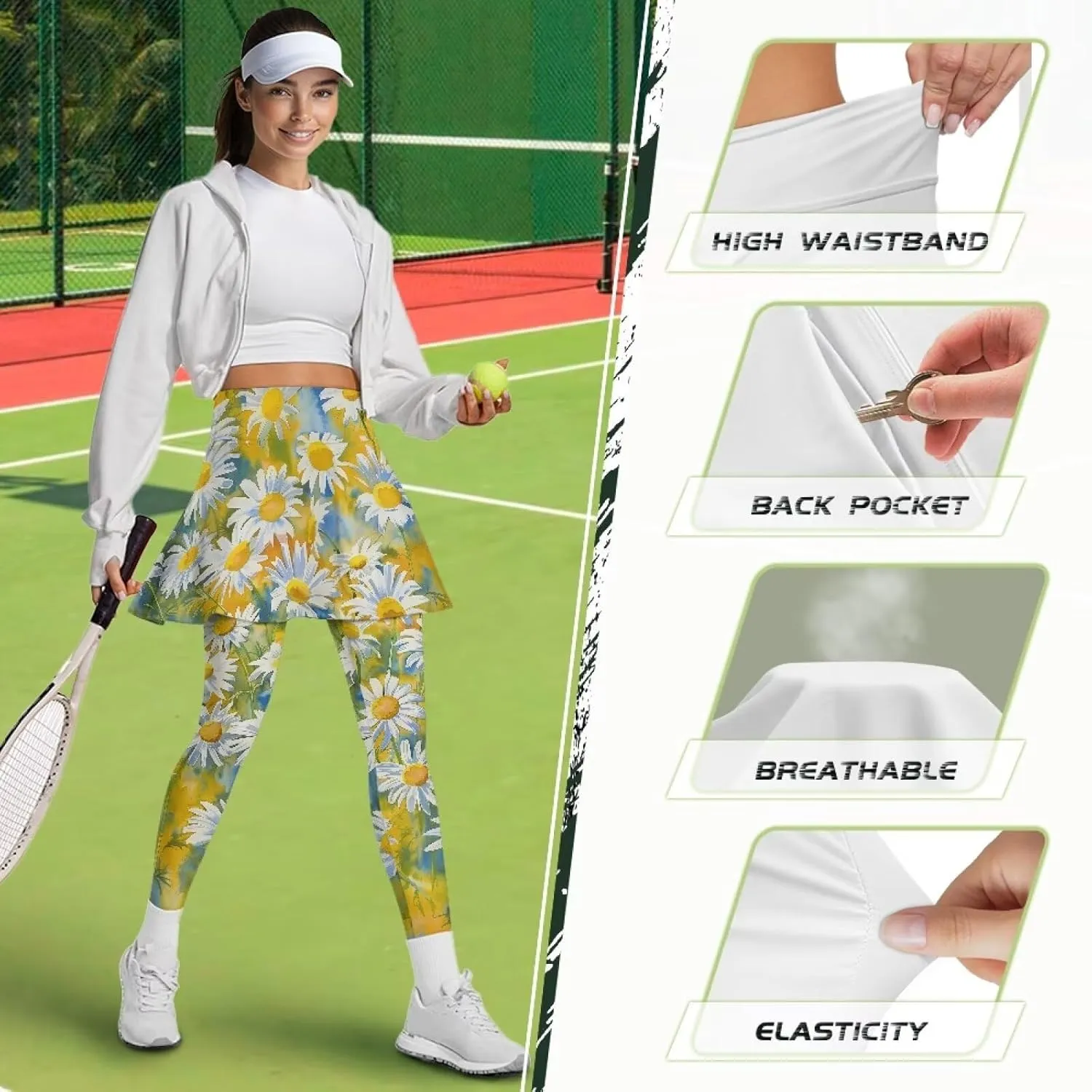 Athletic Skirt with Leggings Tennis Skirted Legging for Women with Pocket for Gym Yoga XS-3XL