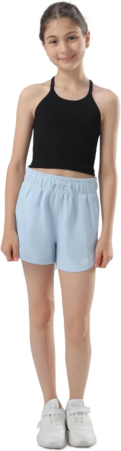 Attifall Girls Ribbed Crop Tank Top Pack Seamless Racerback Cami Tanks for Teen Girl Dance Athletic Cropped Tops