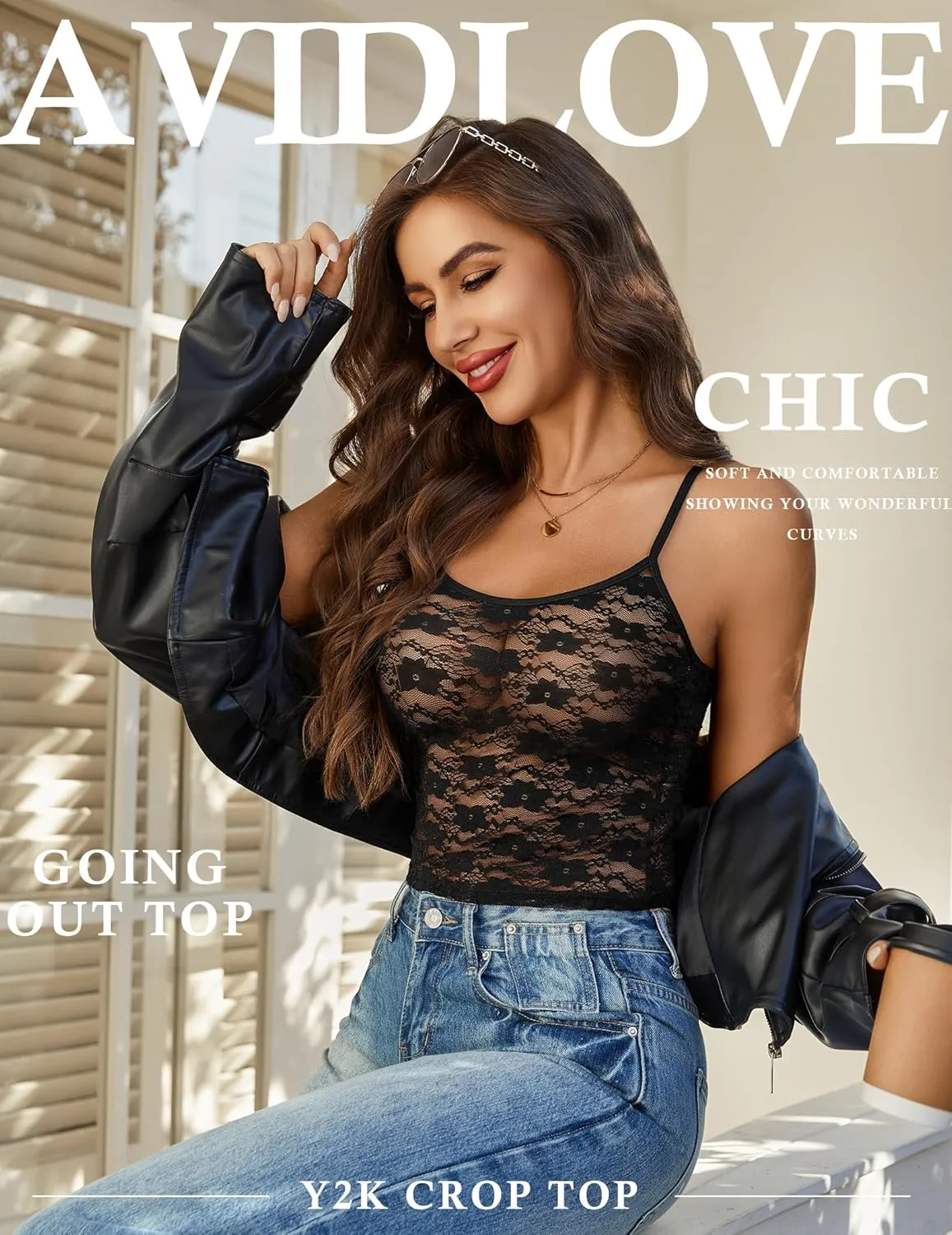 Avidlove Bralettes for Women Lace Spaghetti Strap Camisole Y2k Crop Tops Going Out Tank Tops