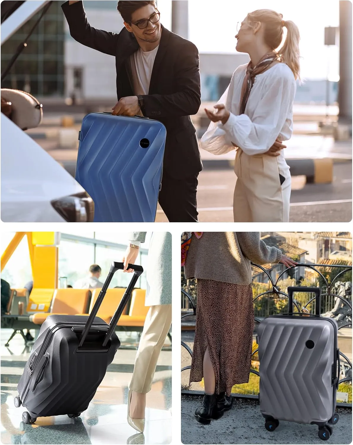 BAGSMART Carry On Luggage, PC Hardside Suitcase 22x14x9 Airline Approved, 20 Inch Travel Carry-on Luggage with Spinner Wheels, Lightweight Rolling Suitcases for Men Women,Black