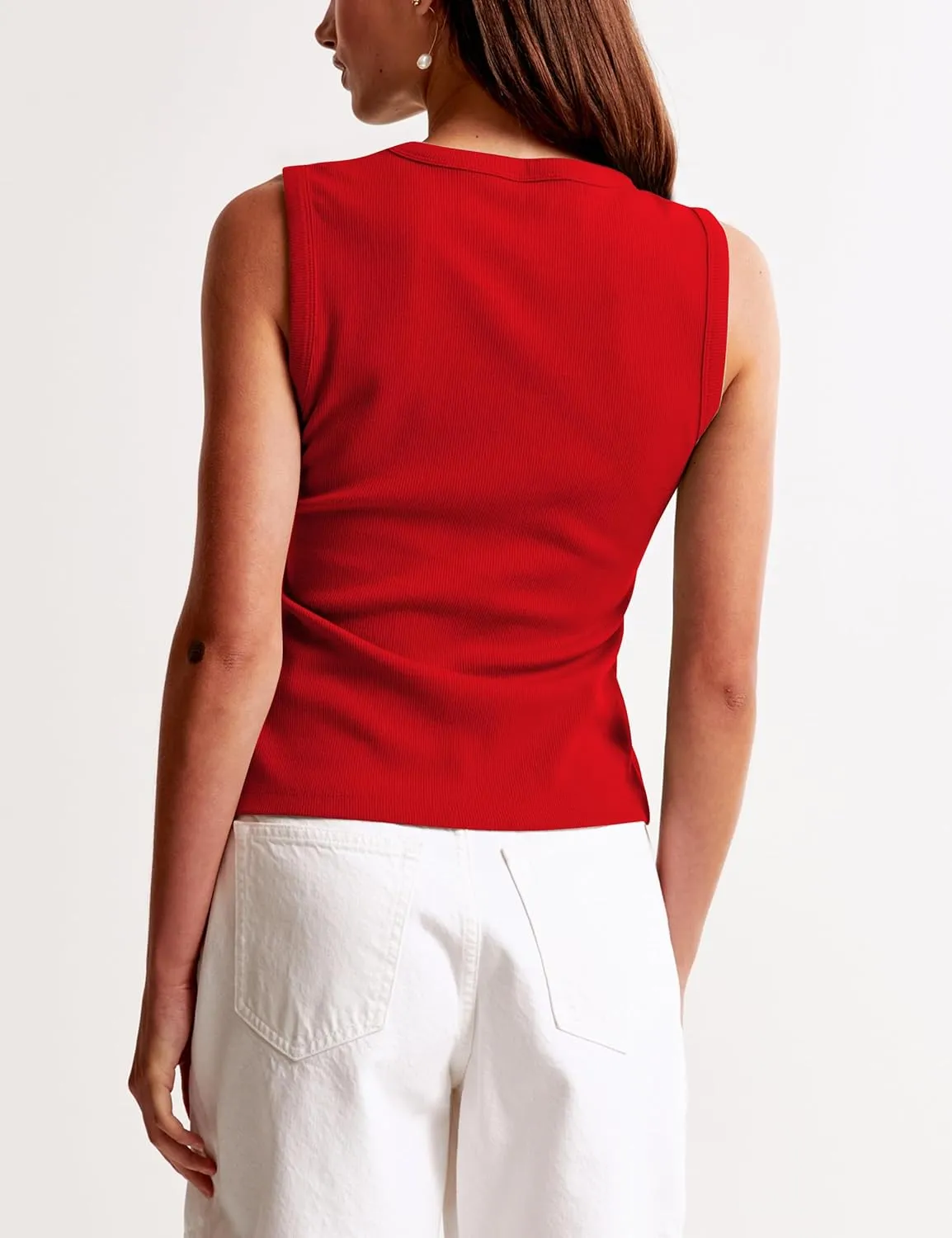 BAIGRAM Women Button Down Fitted Ribbed Tank Tops Cute Summer Sleeveless Vest Tops Going Out Y2K Trendy