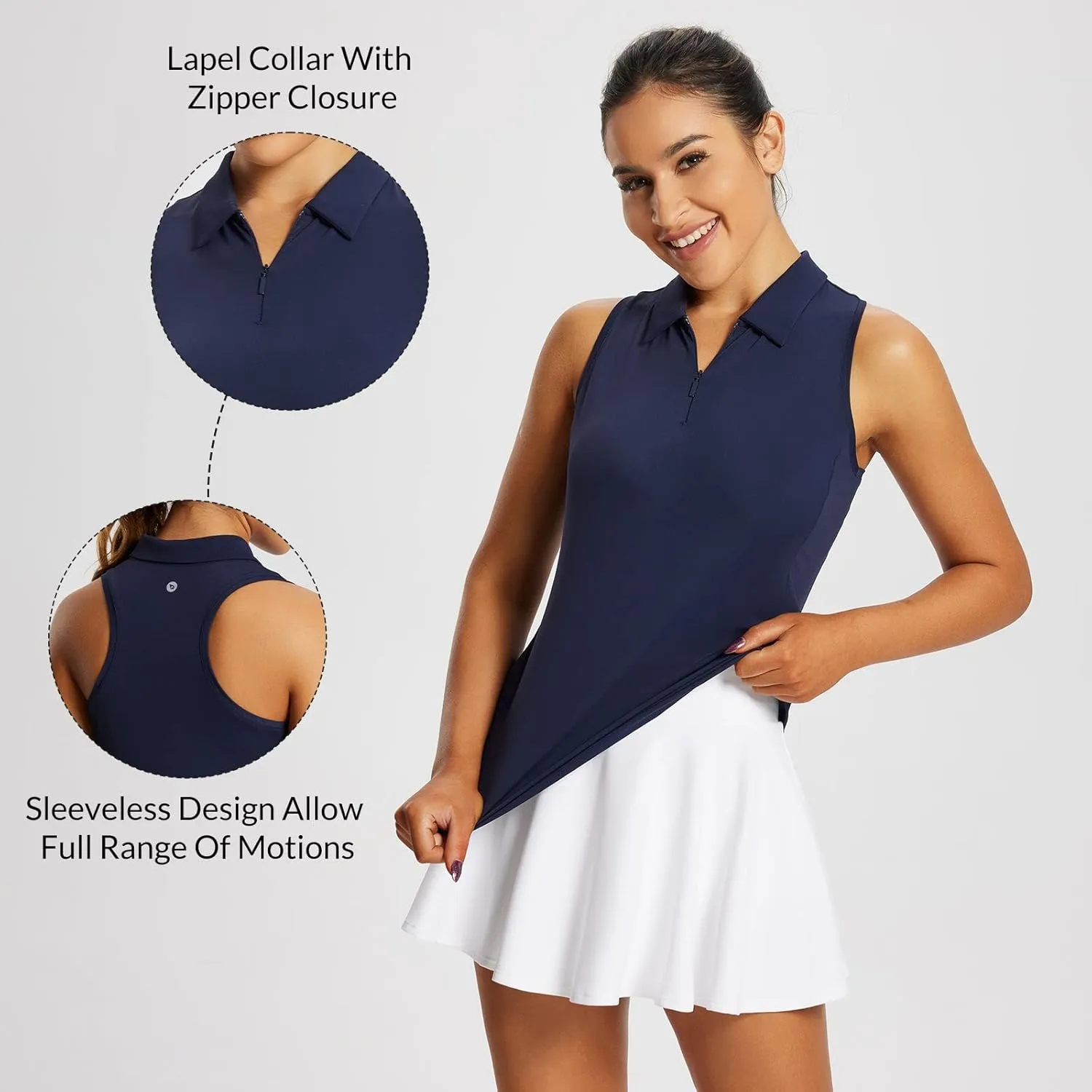 baleaf Women's Golf Shirts Tank Tops Sleeveless Tennis Polo Racerback with Collar Athletic Tanks Quick Dry