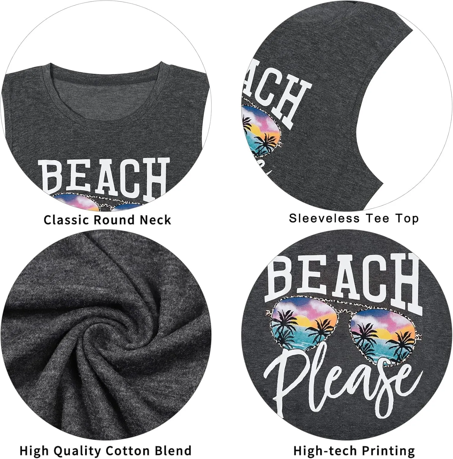 Beach Tanks for Women Beach Please Graphic Tank Top Funny Summer Sleeveless Hawaiian Vacation Vest Shirts