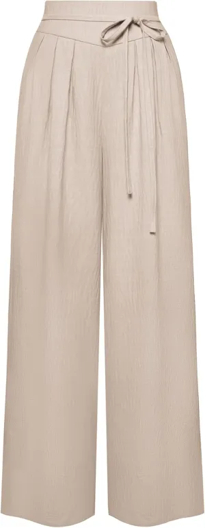 Belle Poque Women's High-Waisted Wide Leg Palazzo Pants - Elastic Waist, Flowy Boho Casual Summer Trousers with Pockets