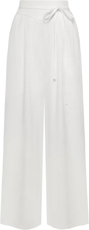 Belle Poque Women's High-Waisted Wide Leg Palazzo Pants - Elastic Waist, Flowy Boho Casual Summer Trousers with Pockets