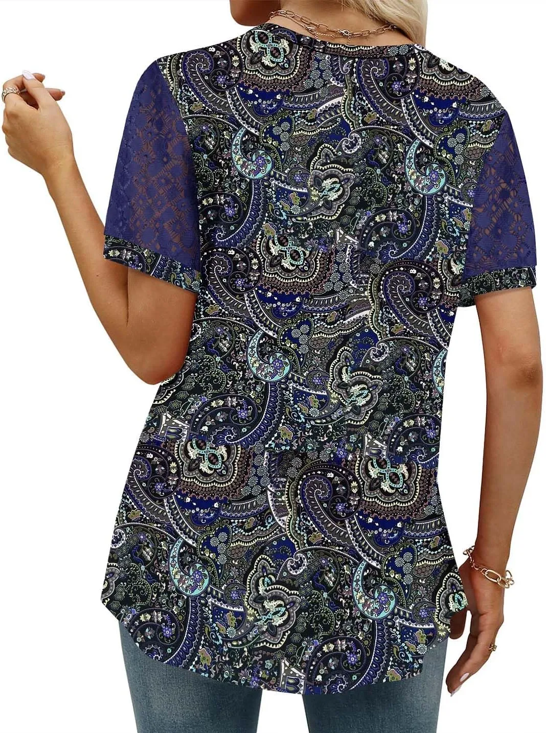 BETTE BOUTIK Womens V Neck Short Sleeve Summer Tops Button Down Pleated Tunic Tops Shirts S-3XL