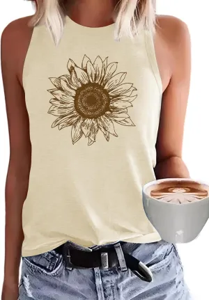 Binshre Tank Tops Women Hawaiian Beach Graphic Tank Tops Summer Casual Tanks Vest Country Music Vintage Tank Cami