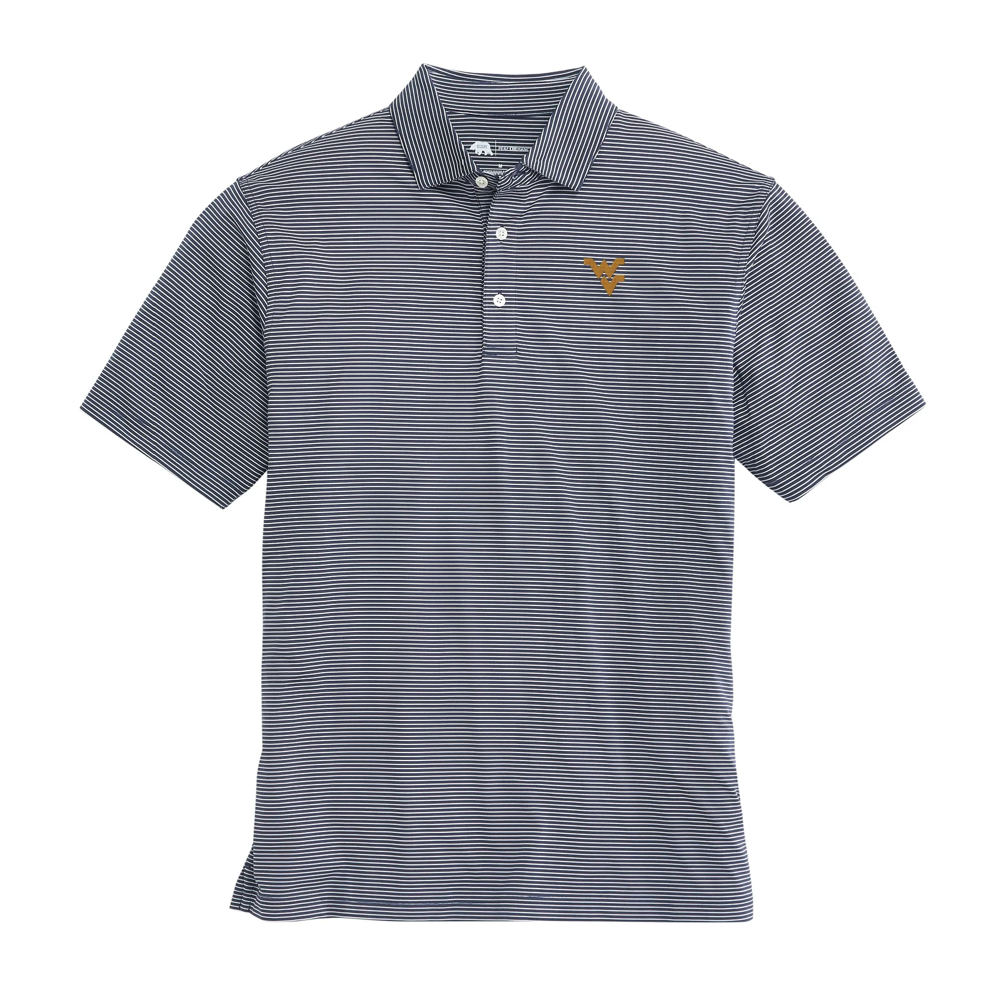 Birdie Stripe West Virginia Performance Polo - Dark Denim