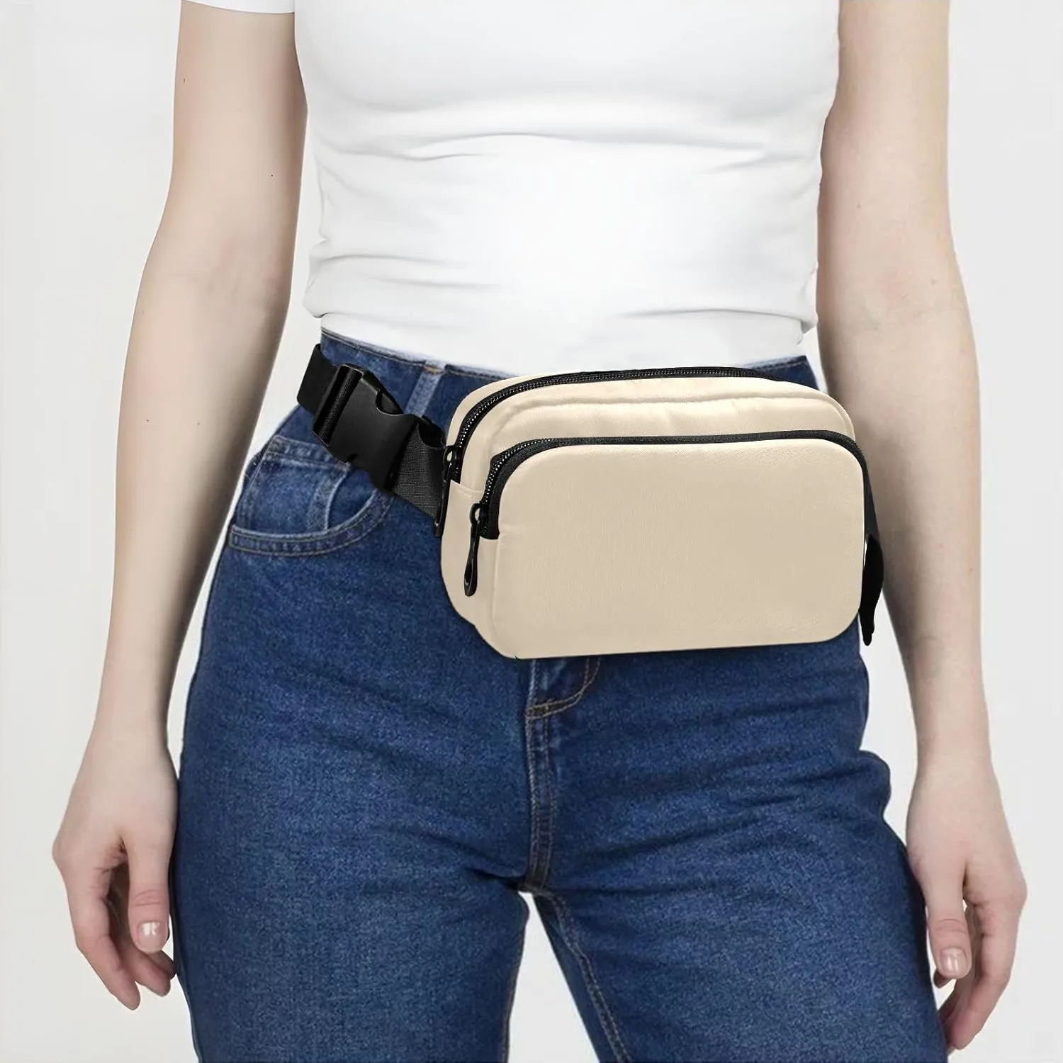 Blanched Almond Belt Bag Fashion Travel Chest Bag Lightweight Crossbody Bags with Adjustable Strap